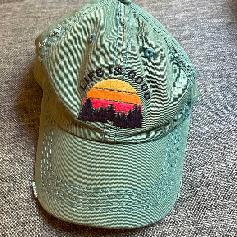 Life is good distressed baseball hat